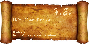 Höfler Erika névjegykártya